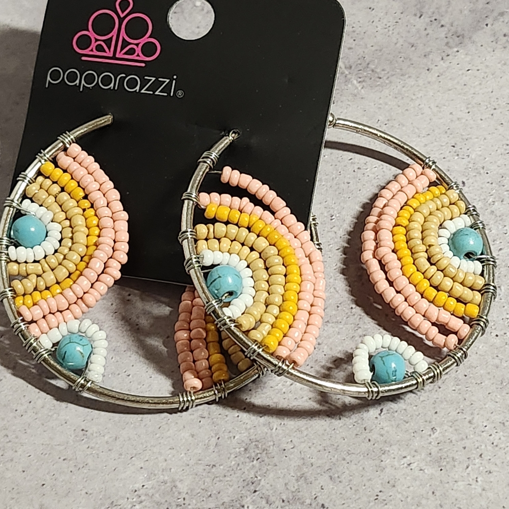 Paparazzi Colorful Beaded Hoop Earrings